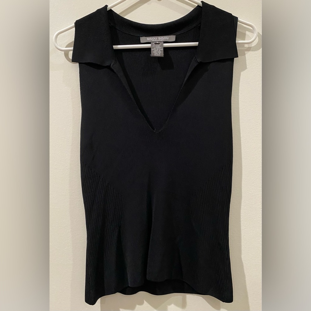 Bisou Bisou Black Sleeveless Top Size Small